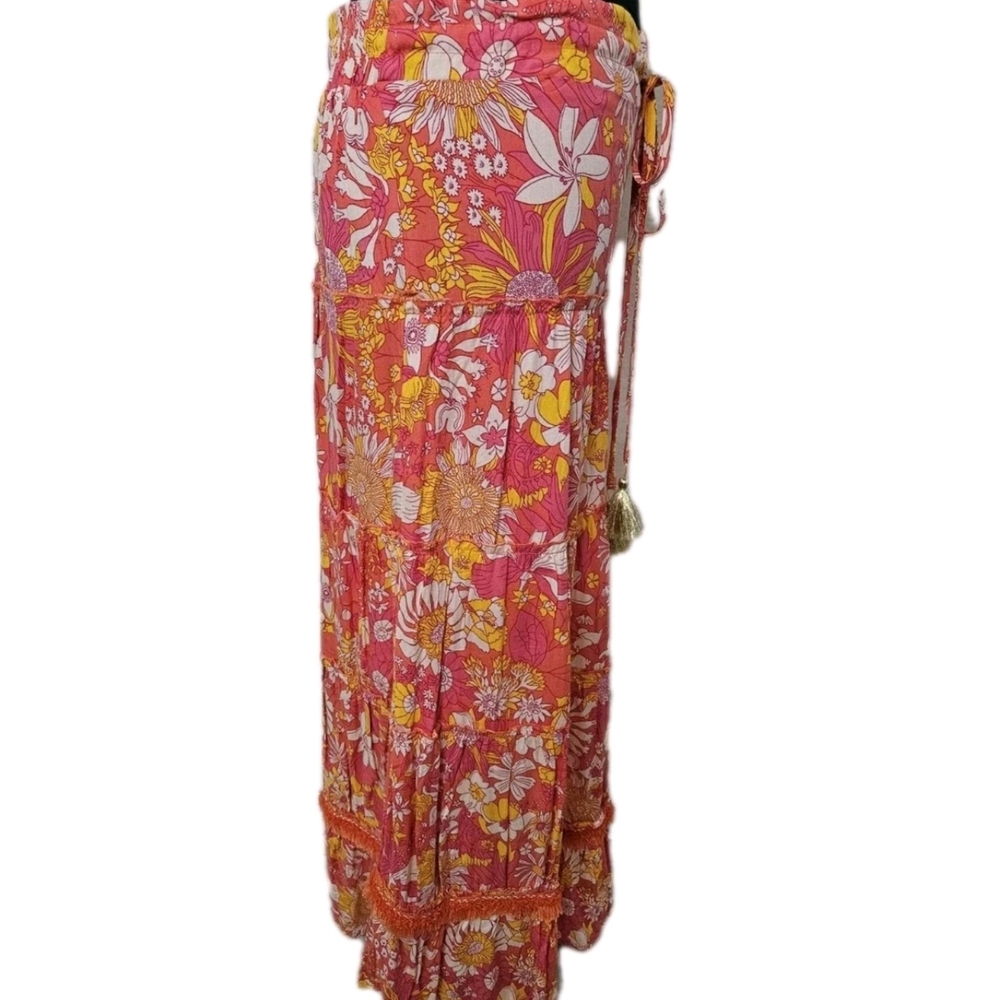 Floral Maxi Skirt in Orange mutlicolor-Size Medium - Picture 6 of 16